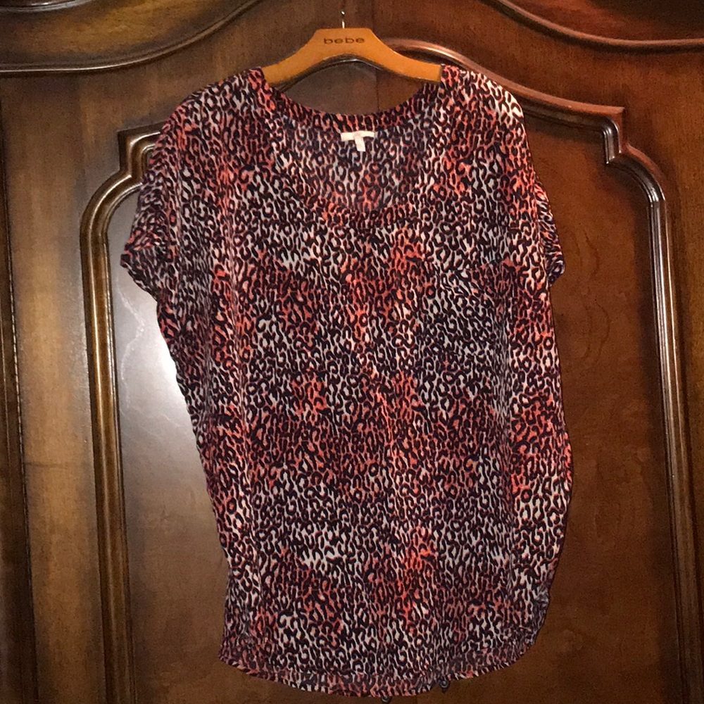 Joie silk blouse, front pocket round edge size L